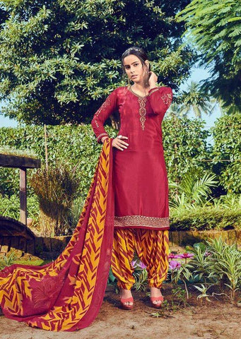 Pink Banarasi Silk Churidar Salwar Suit 235469